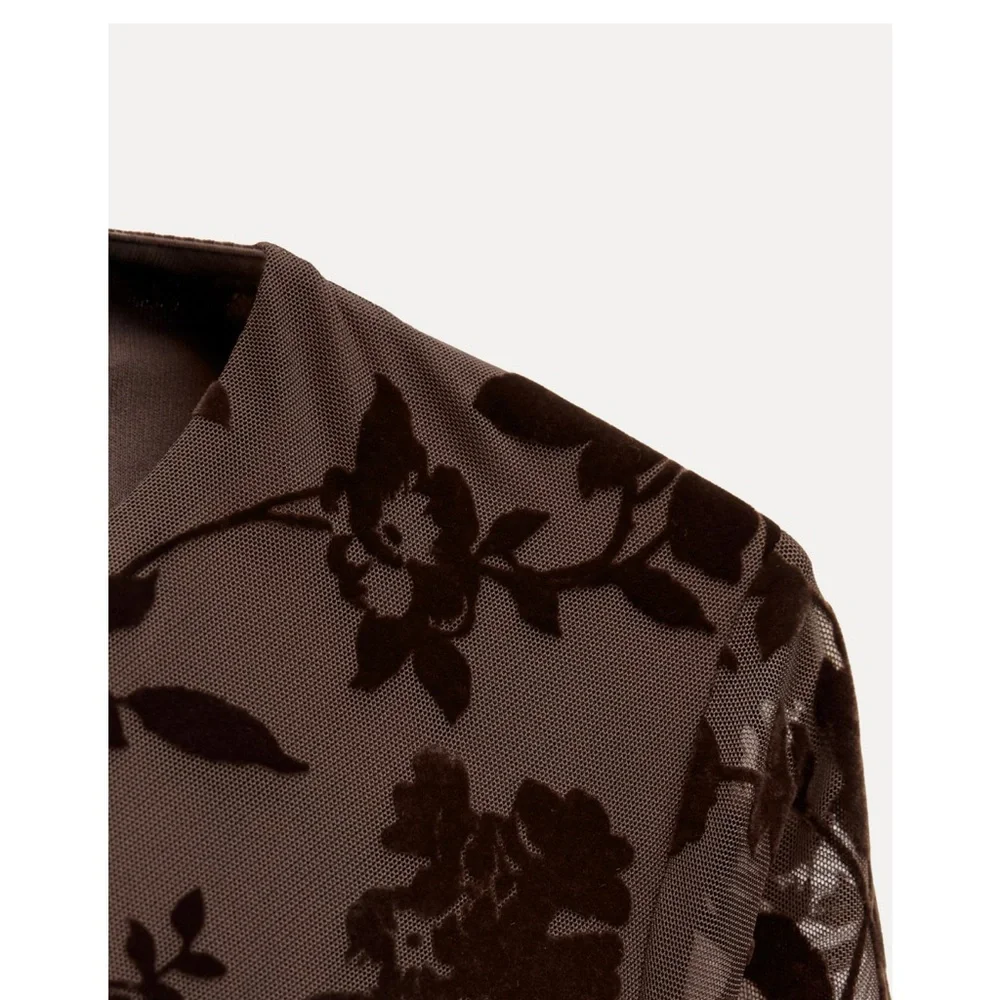 Zara LONG TULLE FLOCKED DRESS_9